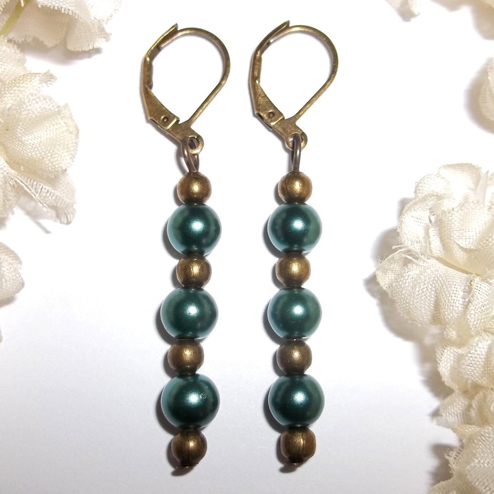 Teal and Bronze Earring Earring Earring Earring Earring Earring Set Earring C291